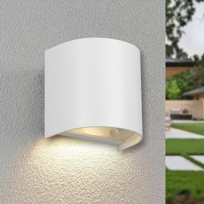Outdoor light attached to front of house