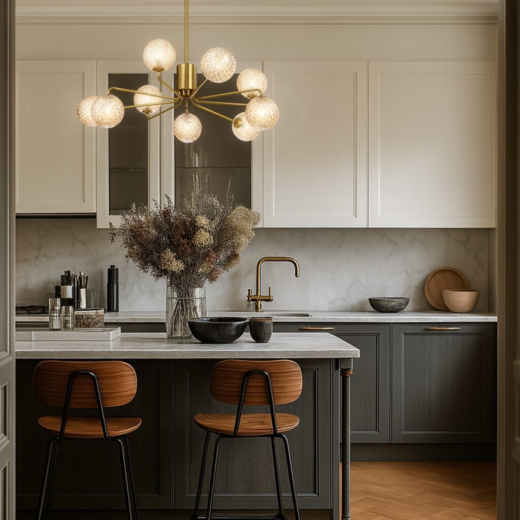 FELTON 9 LIGHT PENDANT ANTIQUE GOLD