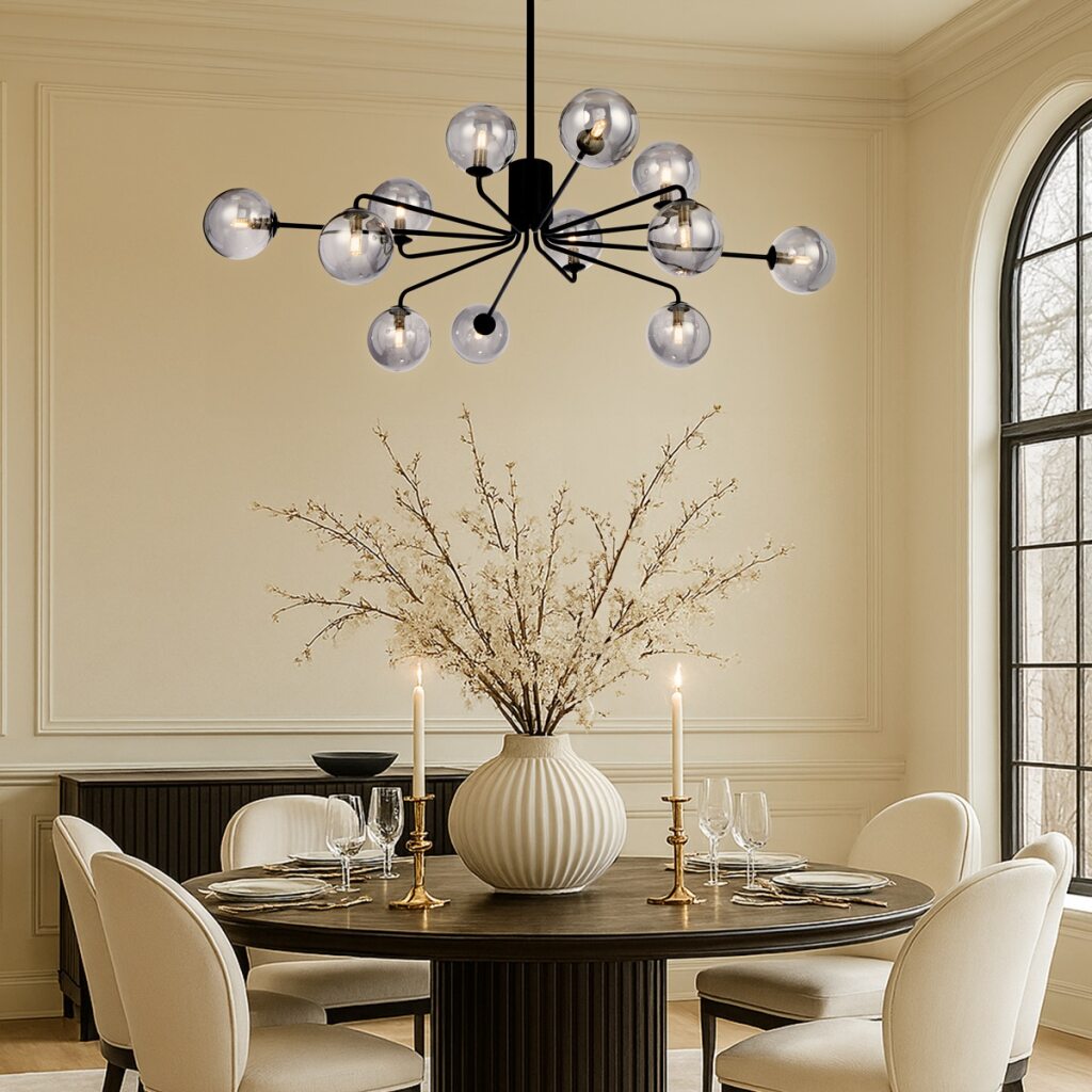 FELTON 12 LIGHT PENDANT BLACK