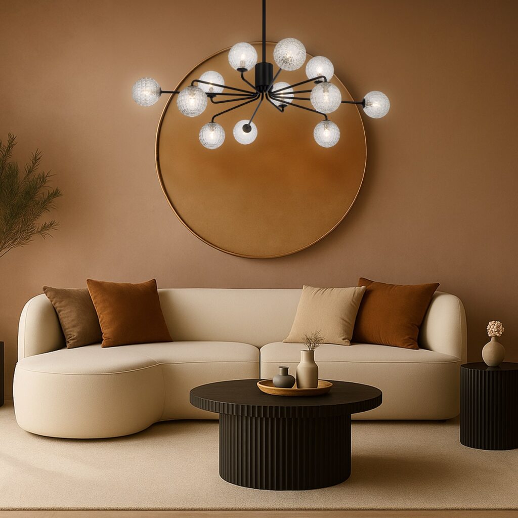 FELTON 12 LIGHT PENDANT BLACK