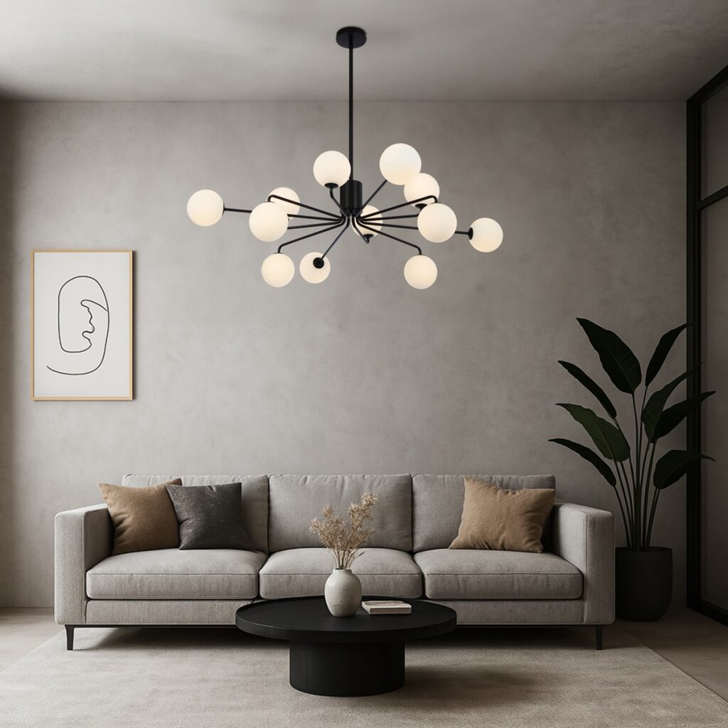 FELTON 12 LIGHT PENDANT BLACK