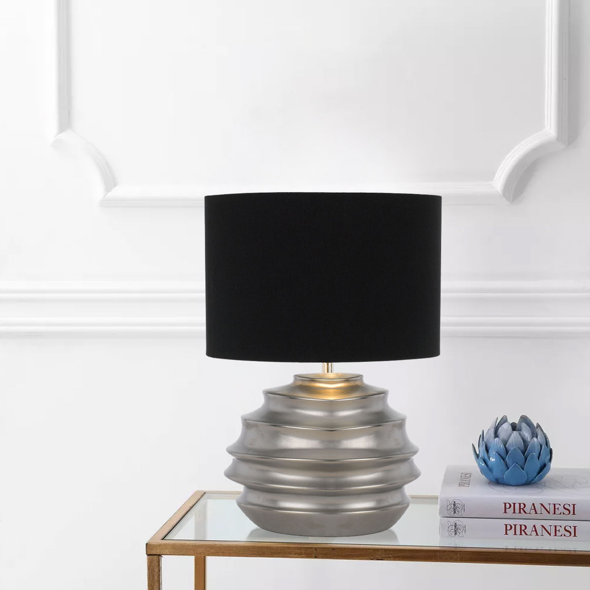 ARAS CERAMIC TABLE LAMP silver from Australia's leading wholesale lighting supplier