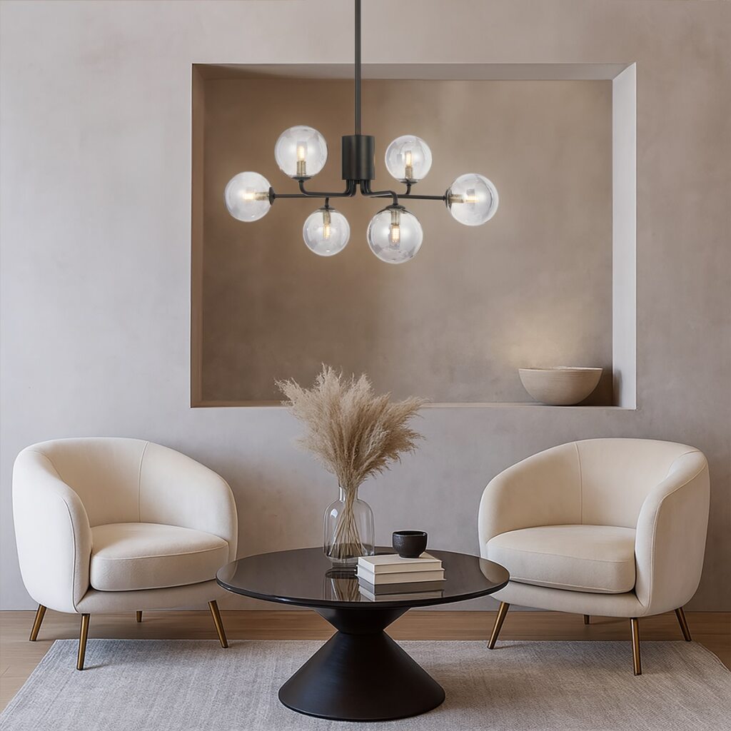 FELTON 6 LIGHT PENDANT BLACK