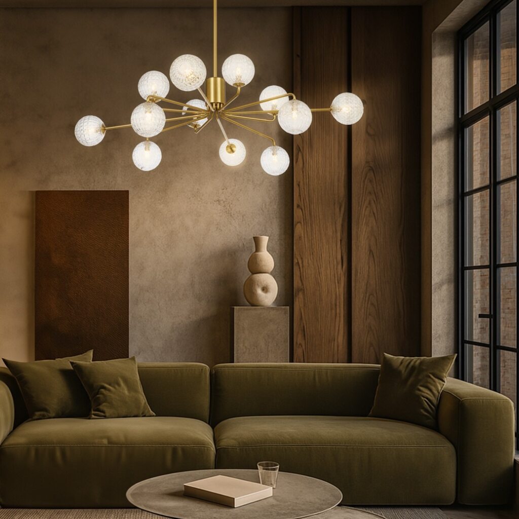 FELTON 12 LIGHT PENDANT ANTIQUE GOLD