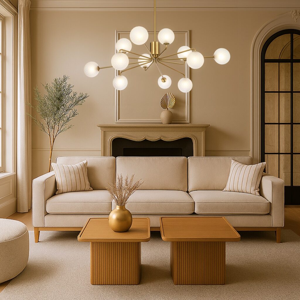 FELTON 12 LIGHT PENDANT ANTIQUE GOLD