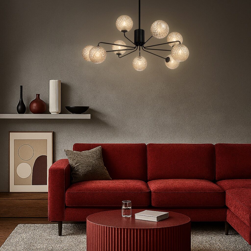 FELTON 9 LIGHT PENDANT BLACK
