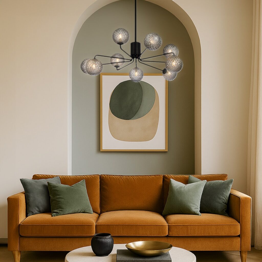 FELTON 9 LIGHT PENDANT BLACK