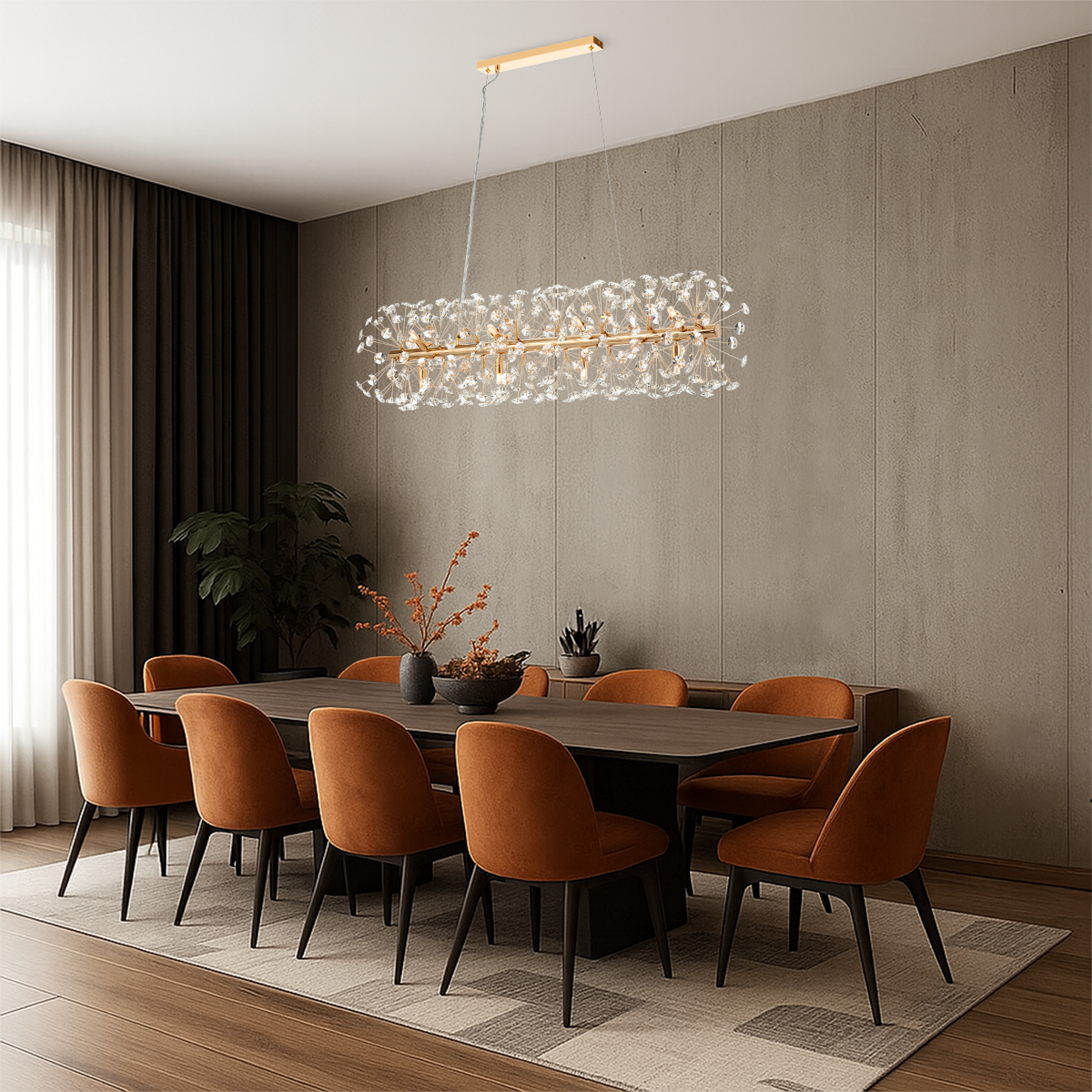 LERIDA 12 LIGHT RECTANGULAR PENDANT