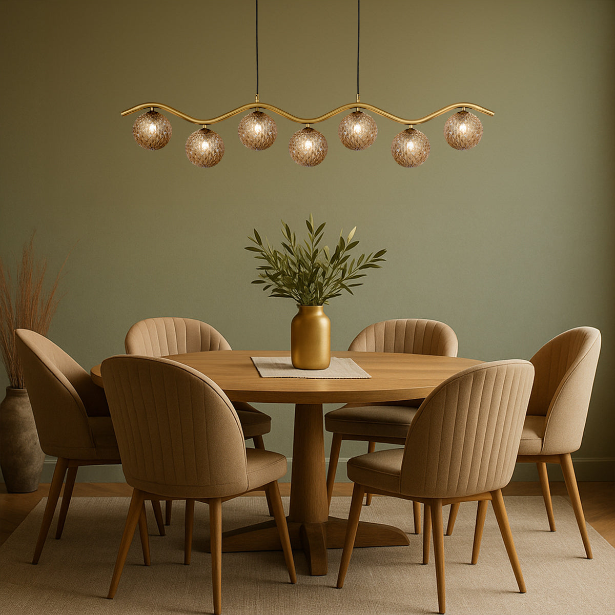 ORTON 7 LIGHT PENDANT ANTIQUE GOLD