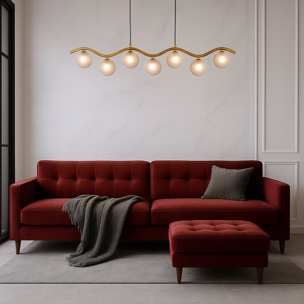 ORTON 7 LIGHT PENDANT ANTIQUE GOLD