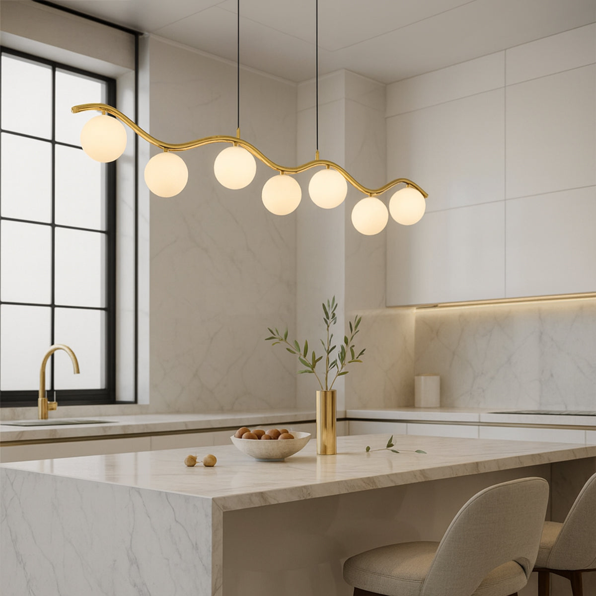 ORTON 7 LIGHT PENDANT ANTIQUE GOLD