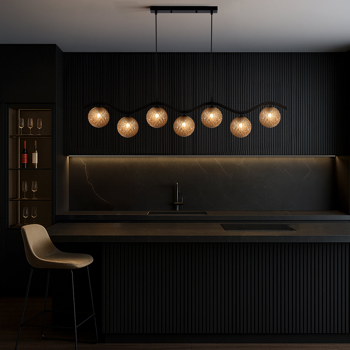 ORTON 7 LIGHT PENDANT BLACK