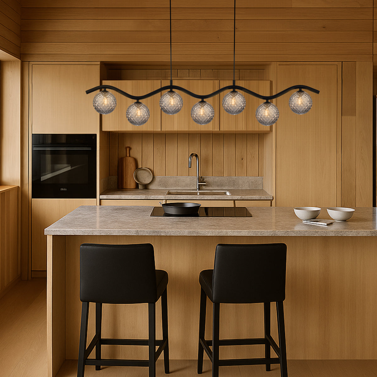 ORTON 7 LIGHT PENDANT BLACK