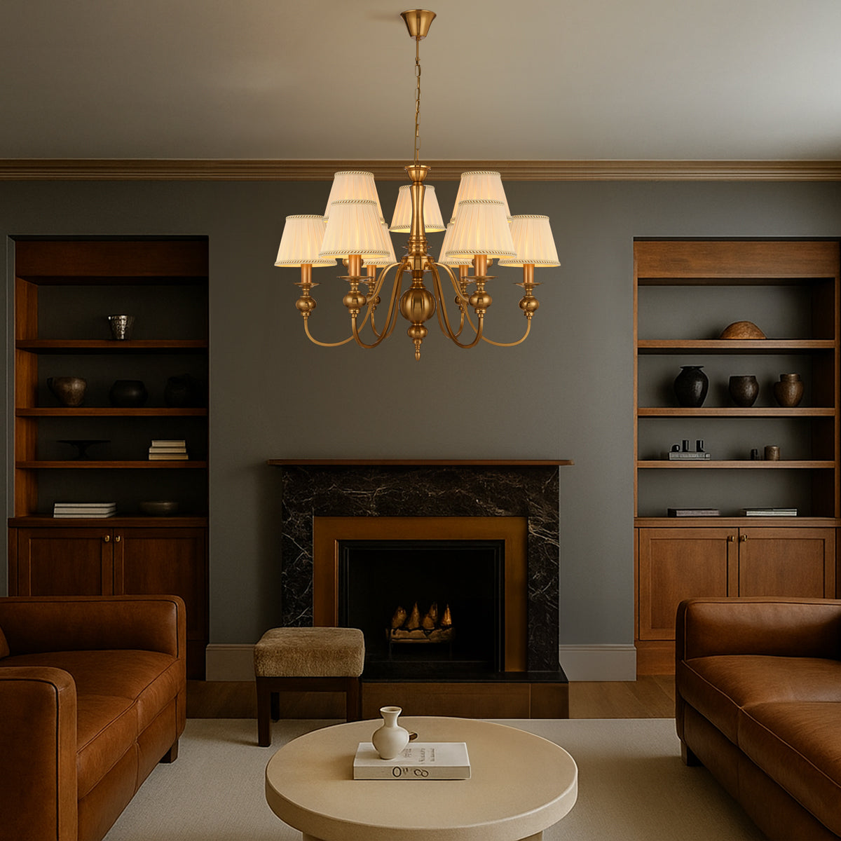 SIEDEL 9 LIGHT PENDANT W/SHADE