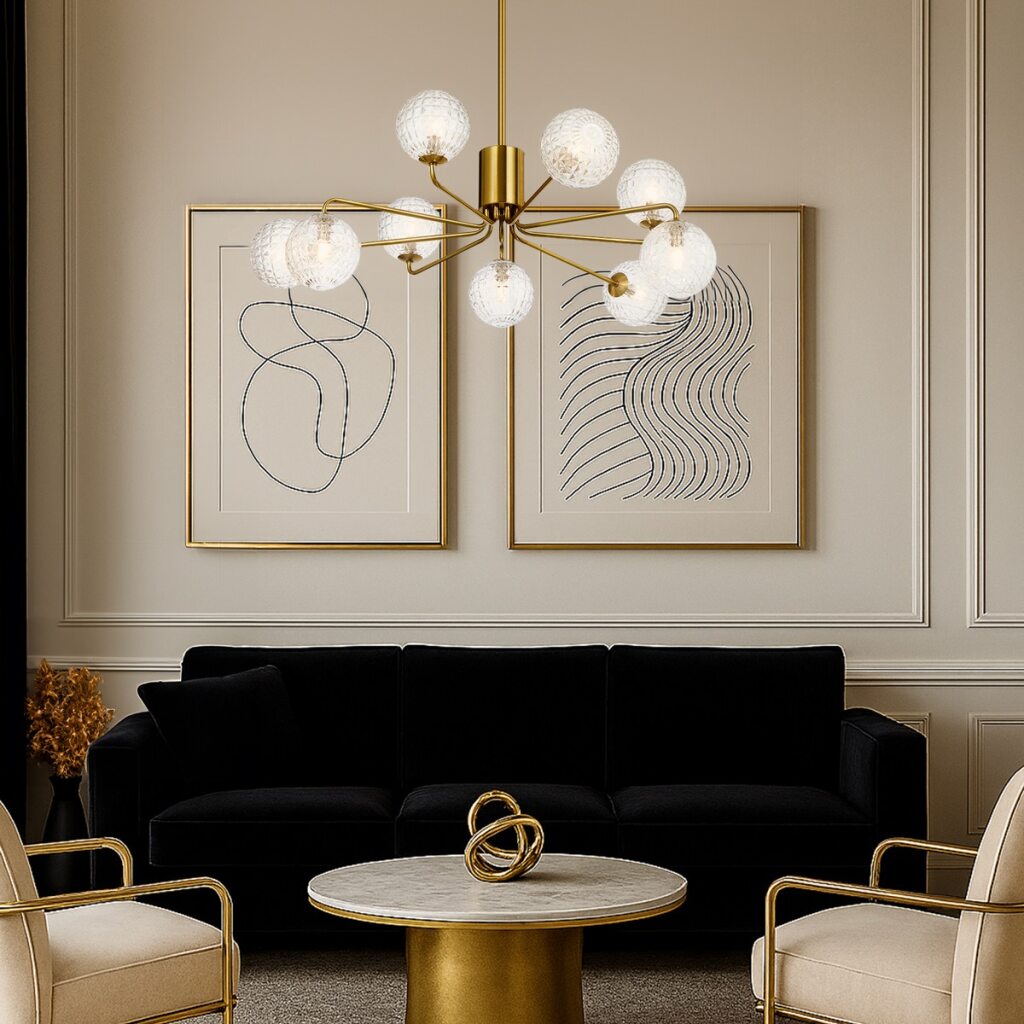 FELTON 9 LIGHT PENDANT ANTIQUE GOLD