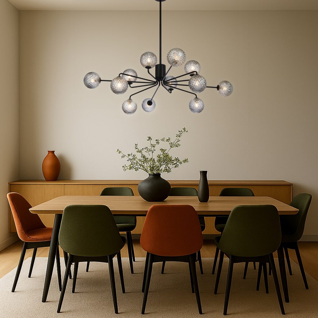FELTON 12 LIGHT PENDANT BLACK