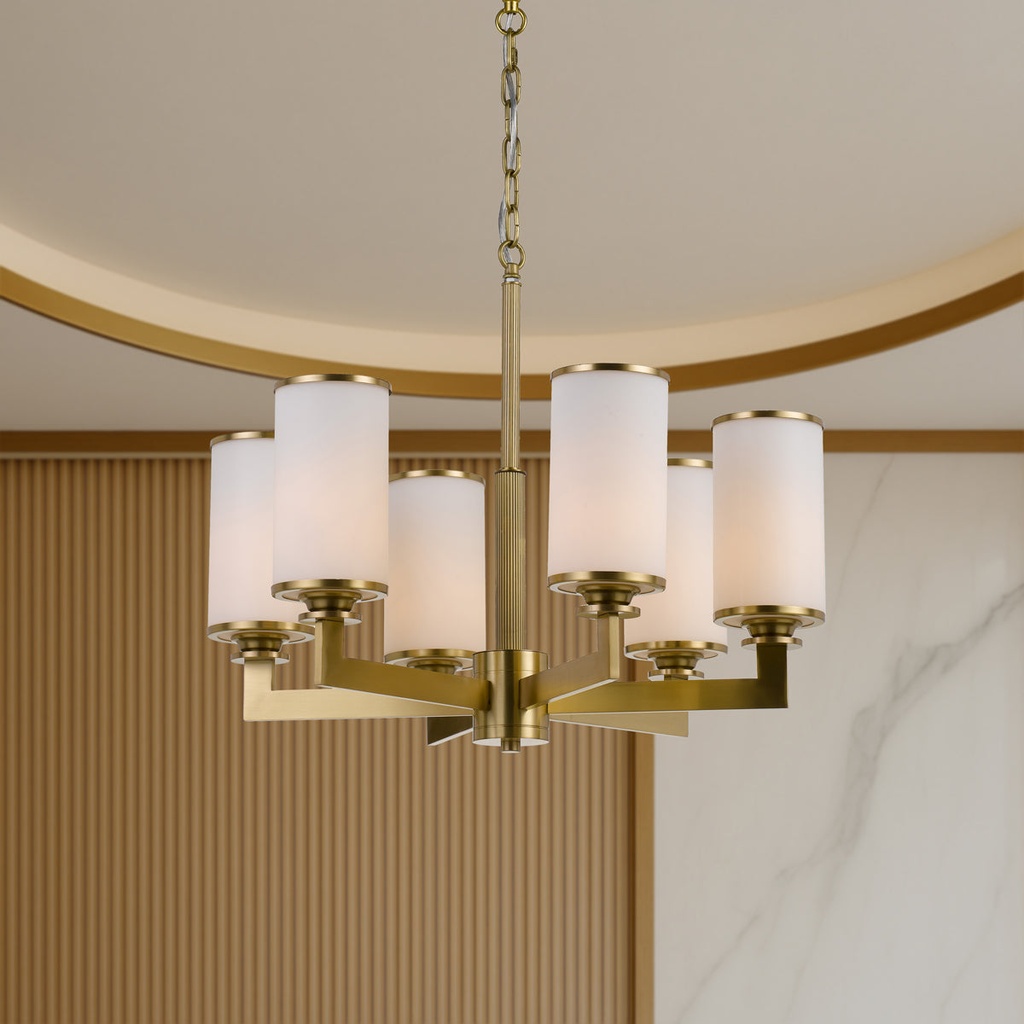 AHERN 6 LIGHTS PENDANT SOLID BRASS - LS1
