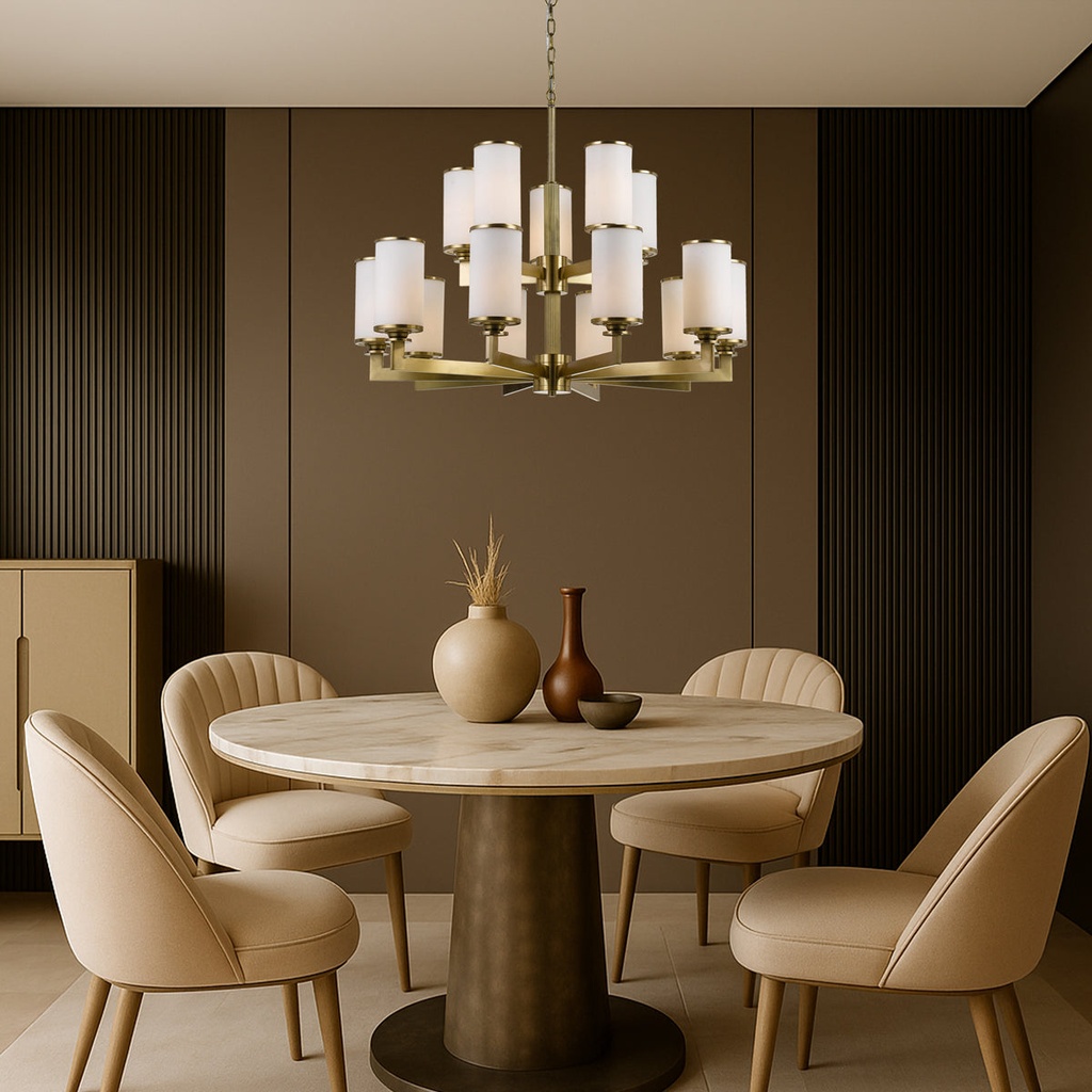 AHERN 15 LIGHTS PENDANT SOLID BRASS - LS1