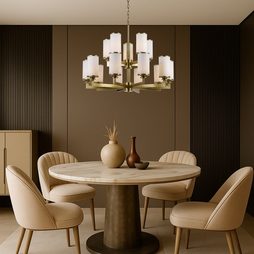 AHERN 15 LIGHTS PENDANT SOLID BRASS - LS1