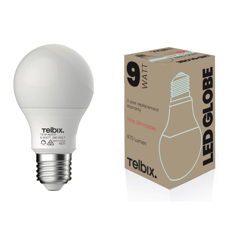 E27 A60 9W LED GLOBE OPAL DIMMABLE
