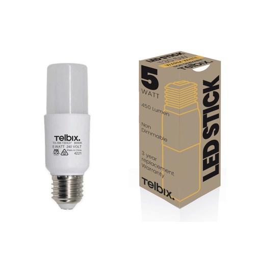 E27 T30 5W LED TUBULAR GLOBE OPAL NON-DIMMABLE
